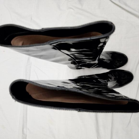 NEW J. Crew Italian Leather Knee High Black Patent Leather Tall Boot 7.5 - Picture 11 of 12
